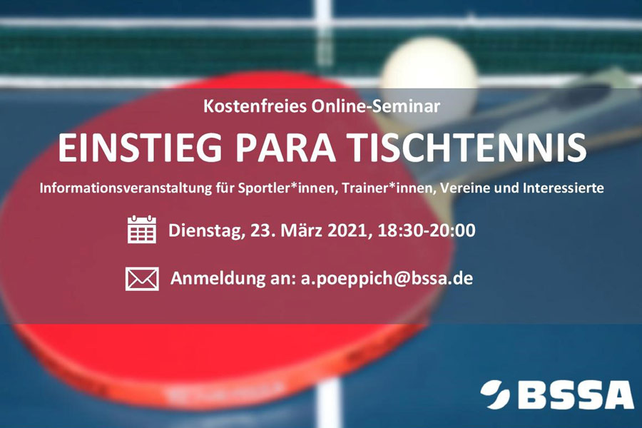 Einladung zum Online-Seminar „Einstieg Para Tischtennis“